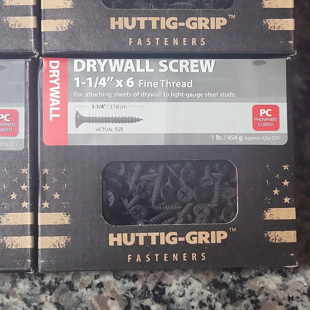 Huttig-Grip drywall screws nails lot of 4 size 1-5/8 x 6 & 1-1/4 x 6 fine thread